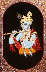 Pintura del dios Krishna, India de School Indian