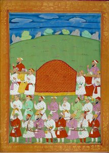 Palanquín de las concubinas del sultán, corte del Shah Alem. Miniaturas indias y persas en “Historia de la India desde Tamertante hasta Orangreyb” de Niccolo Manucci (1638-1717). BN, París