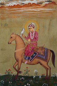 Retrato del emperador Jahangir (1569-1627) (gouache sobre papel) de School Indian
