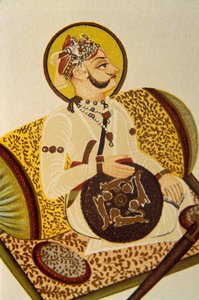 Retrato del Maharajá Madan Singh, Jefe Forestal, Rajastán, India de School Indian