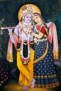 Radha Krishna Pintura en miniatura sobre papel