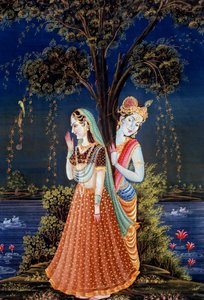 Pinturas en miniatura de Radha Krishna de School Indian