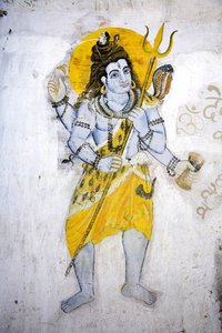 El dios Shiva con un trishul (fresco) de School Indian