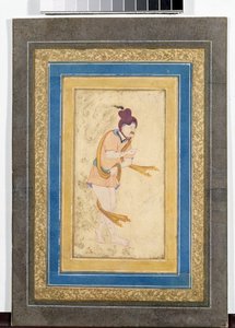 Retrato de un maestro iraní Derviche - Miniatura pintada, acuarela, gouache y oro sobre cartón (14,8x7,9 cm), principios del siglo XVII - State Hermitage, San Petersburgo (Rusia) de School Iranian