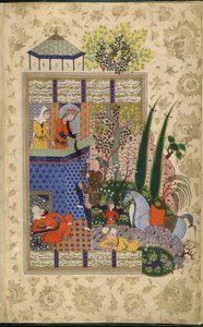 Balcón de Jal Aat Rudaba, de Shahnama B Firdausi (Velam) de School Iranian