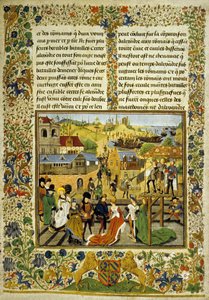 Celebración en Tarente, copia de una ilustración de "Les Histoires Romaine" de Jean Mansel (tinta y color sobre vitela) de School Italian