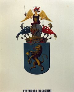 Blasón de la familia Attendolo Bolognini de Milán con león "dragonne". de School Italian