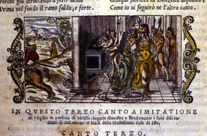Bradamante se encuentra con la maga Melisse quien le dice que ella y Roger fundaron la dinastía Este. Escena del poema caballeresco “Orlando Furioso” de Ludovico Ariosto (Canto III)