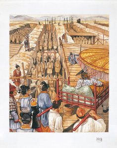 Construcción del mausoleo del Emperador Qin Shi Huang-Ti, siglo III a.C. de School Italian