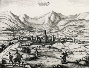 Ciudad de Fundi en Lacio, grabado, Italia