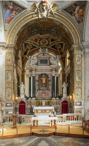 Vista interior de la Basílica de Santa Maria del Popolo (Vista interior de la iglesia de Santa Maria del Popolo) siglos XV al XVII Roma, Italia