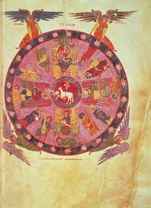 Ms. M. 644 f.87 Apocalipsis 4:4 Adoración del Cordero por los veinticuatro Ancianos, copia del "Comentario al Apocalipsis" de Beato de Liébana y Valcavado, 776 (vitela)