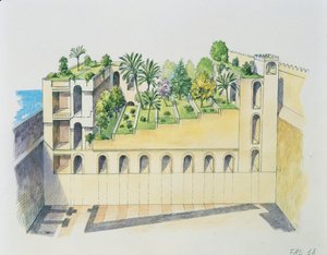 Palacio de Nabucodonosor, Babilonia, con jardines colgantes
