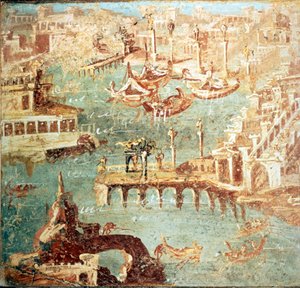 Puerto de Pozzuoli cerca de Nápoles. Museo Nacional de Nápoles