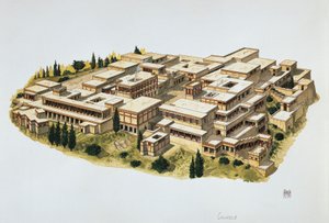 Reconstrucción del Palacio de Knossos, Creta, siglo XX a.C.