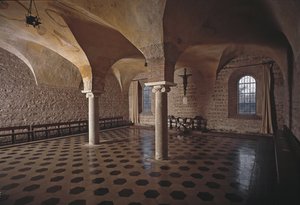 Vista de la sala capitular de la iglesia de San Vicente y San Anastasio, Abadía de Tre Fontane de School Italian