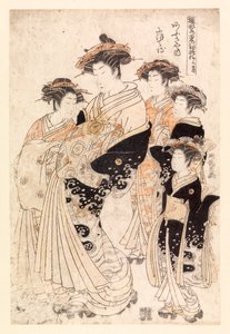 Cinco mujeres japonesas (xilografía en color) de School Japanese