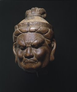 Cabeza de un Rey Celestial, Lokapala, Periodo Heian Tardío de Japanese School