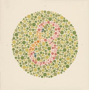 Test de color de Ishihara para detectar el daltonismo. (litografía en color)