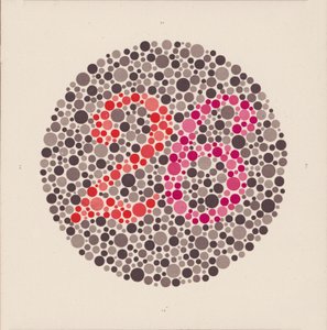 Test de color de Ishihara para detectar el daltonismo. (litografía en color)