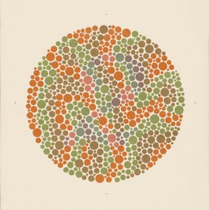 Test de color de Ishihara para detectar el daltonismo. (litografía en color)