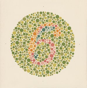 Test de color de Ishihara para detectar el daltonismo. (litografía en color)