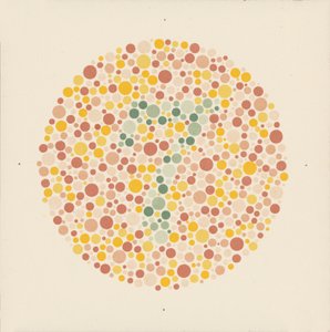 Test de color de Ishihara para detectar el daltonismo. (litografía en color)