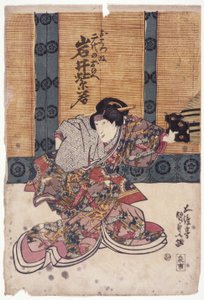 Iwai Shijaku en papel femenino (xilografía en color) de School Japanese