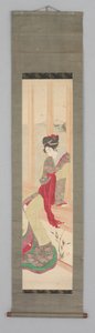Mujer en el asiento de la ventana (Kakemono) de Japanese School