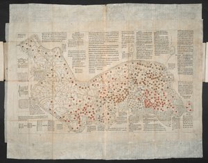 Haejwa chondo: un mapa de la península de Corea creado originalmente hacia 1820 (grabado en color) de School Korean