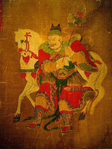 Mensajero del Infierno con caballo, pintura en rollo de cáñamo, período Joseon, Corea. Museo Nacional de Seúl, República de Corea