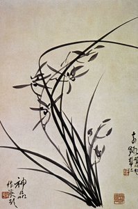 Orquídeas. Impresión coreana de la dinastía YI de School Korean