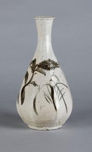 Jarrón con crisantemo y diseño de casa, dinastía Choson de School Korean