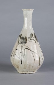 Jarrón con crisantemo y diseño de casa, dinastía Choson de School Korean