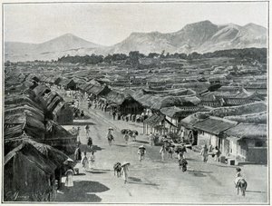 Vista de la calle principal de Seúl, capital de Corea en el siglo XIX