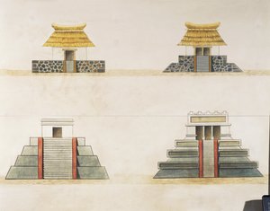 Reconstrucción histórica de edificios en Tenochtitlán de School Mexican