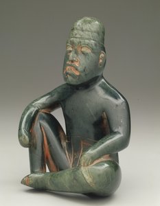 Figura sentada con rodilla levantada, Olmeca de las tierras altas, San Martín Texmelucan de School Mexican