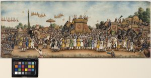 Akbar Shah II montando un elefante en una gran procesión, c.1835