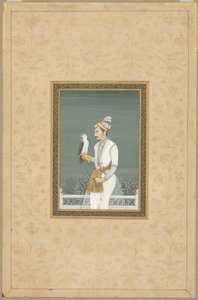 Retrato de un príncipe con un halcón de School Mughal