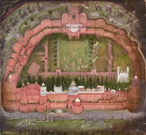 The Red Fort, Agra, Johnson Album VII no.1 numerado 11, c.1750 (gouache sobre papel)