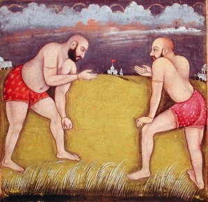 Dos luchadores, principios del siglo XIX
