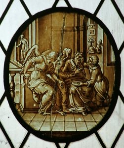 Medallón: Tobías curado de su ceguera, probablemente siglo XIX (vidriera)
