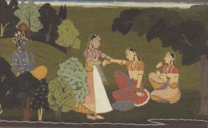 51.207/11 Una confidente ruega a Radha que se encuentre con Krishna, ilustración de la serie 