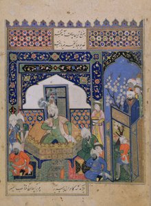 Or.2838 f.20v Timur entronizado en Balkh, persa (vitela) de School Persian