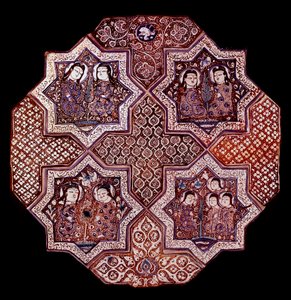 Arte persa: fragmento de un panel de mayólica mural, de Damghan de School Persian