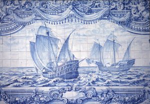 Carabelas en los siglos XV-XVII, azulejos, alrededor de Lisboa, Portugal