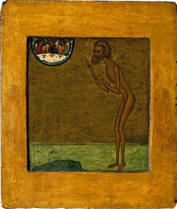 Basilio el Bendito o San Basilio (Vassili) (1469-1551 o 1557). Ícono ruso anónimo, témpera sobre madera, finales del siglo XVI. Arte tradicional de Moscú. Galería Estatal Tretyakov, Moscú. de School Russian