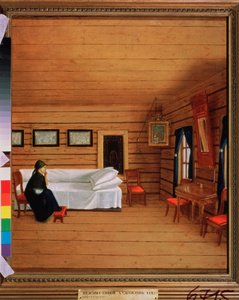 Interior con una mujer sentada, segundo cuarto del siglo 19 de School Russian