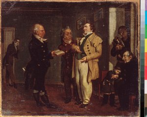 El príncipe Vasily Khovansky (1755-1830) y un bromista. Pintura de un maestro ruso, óleo sobre lienzo, principios del siglo XIX. Galería Estatal Tretyakov, Moscú. de School Russian