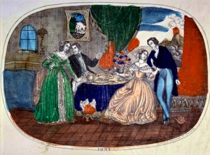 Mundanidad: escena de comidas y seducción entre dos parejas. Rusia